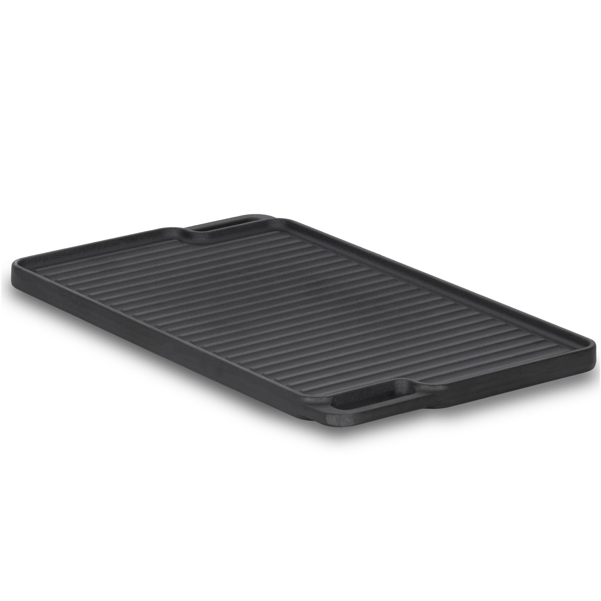 BBQ-Toro Gusseisen Grillplatte mit Griffen | 40 x 23 cm | Wendeplatte, beidseitig verwendbar | Rechteckig, Universal und Massiv | Grillblech für Holzkohle und Gas, Grillzubehör, Grillpfanne