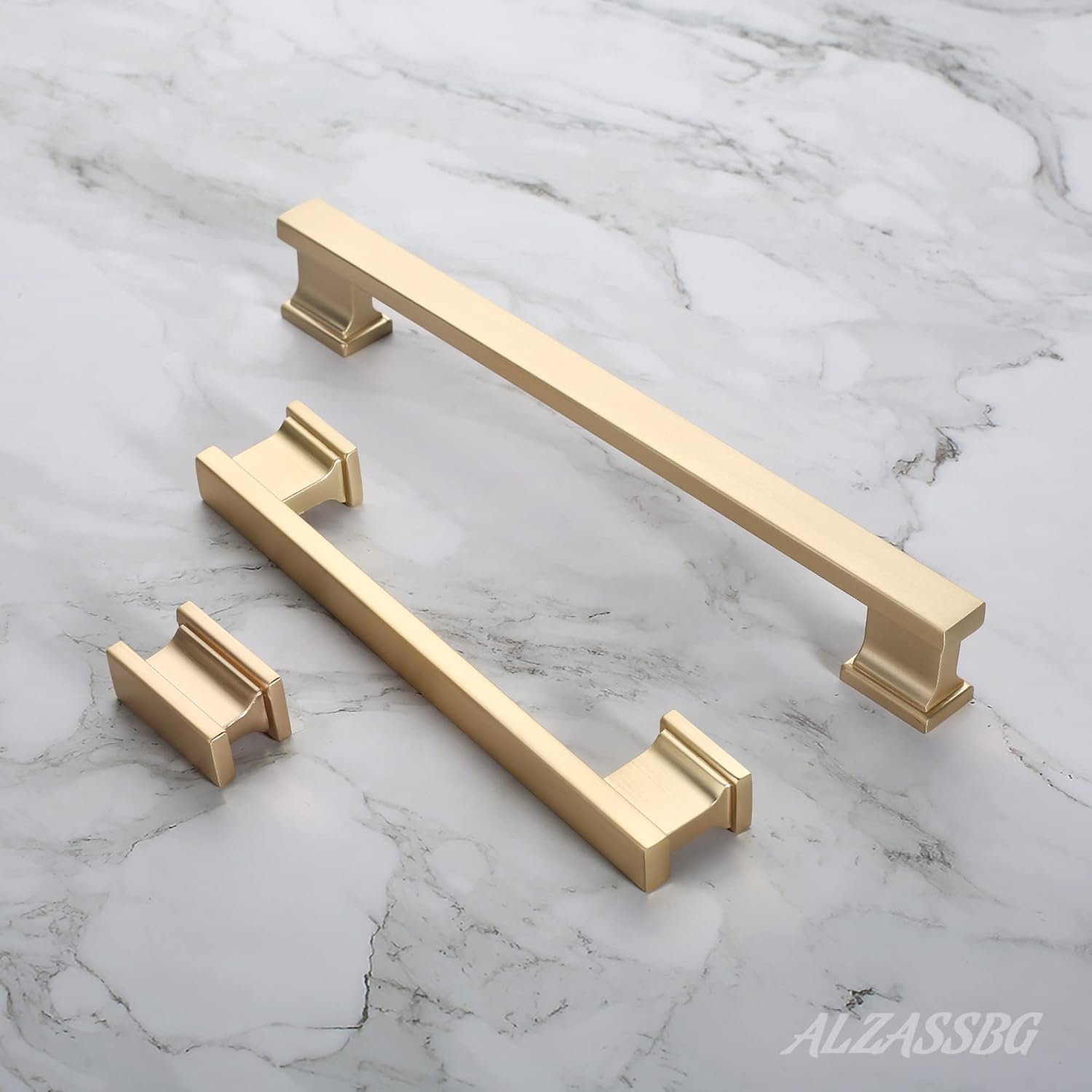 Alzassbg 10 Pack Brushed Brass Cabinet Pulls, 7-1/2 Inch(192mm) Hole Centers Kitchen Cabinet Handles for Cabinets and Drawers AL3061BB 7-1/2" Hole Center Brushed Brass 10