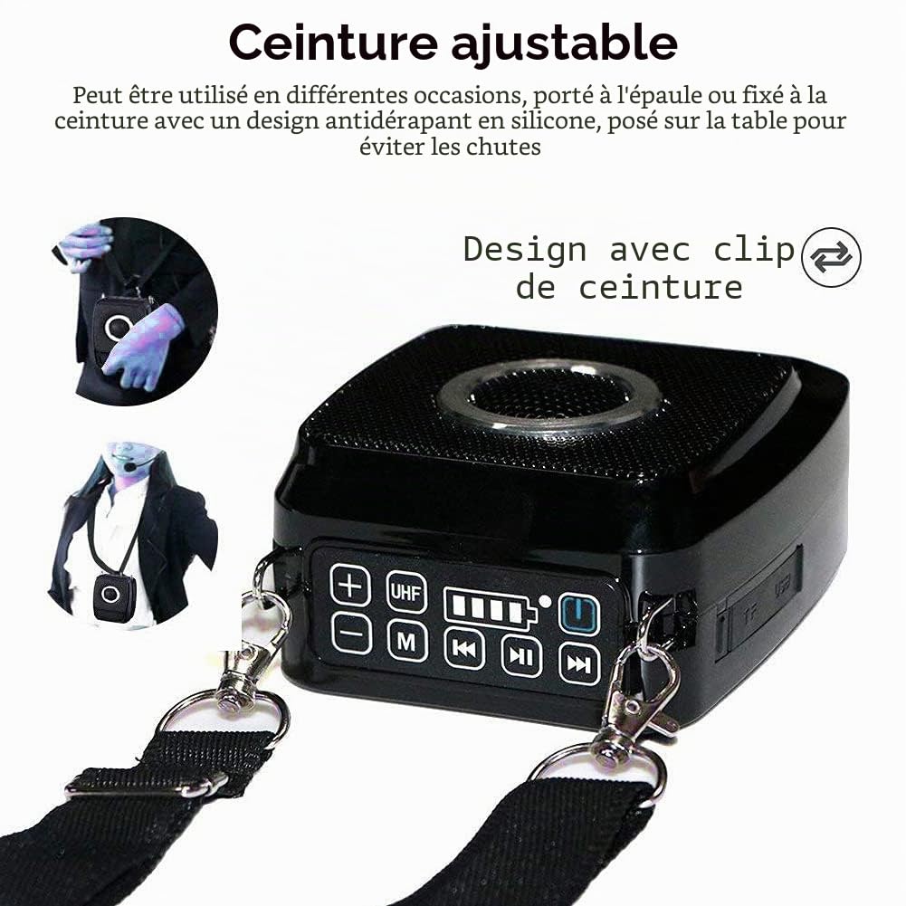 Amplificateur de Voix sans Fil Bluetooth Portable SHIDU 25W Amplificateur Voix Haut Parleur avec Micro Casque + UHF Compact Handheld Microphone sans Fil pour Enseignants, Guides Touristiques, Baskets
