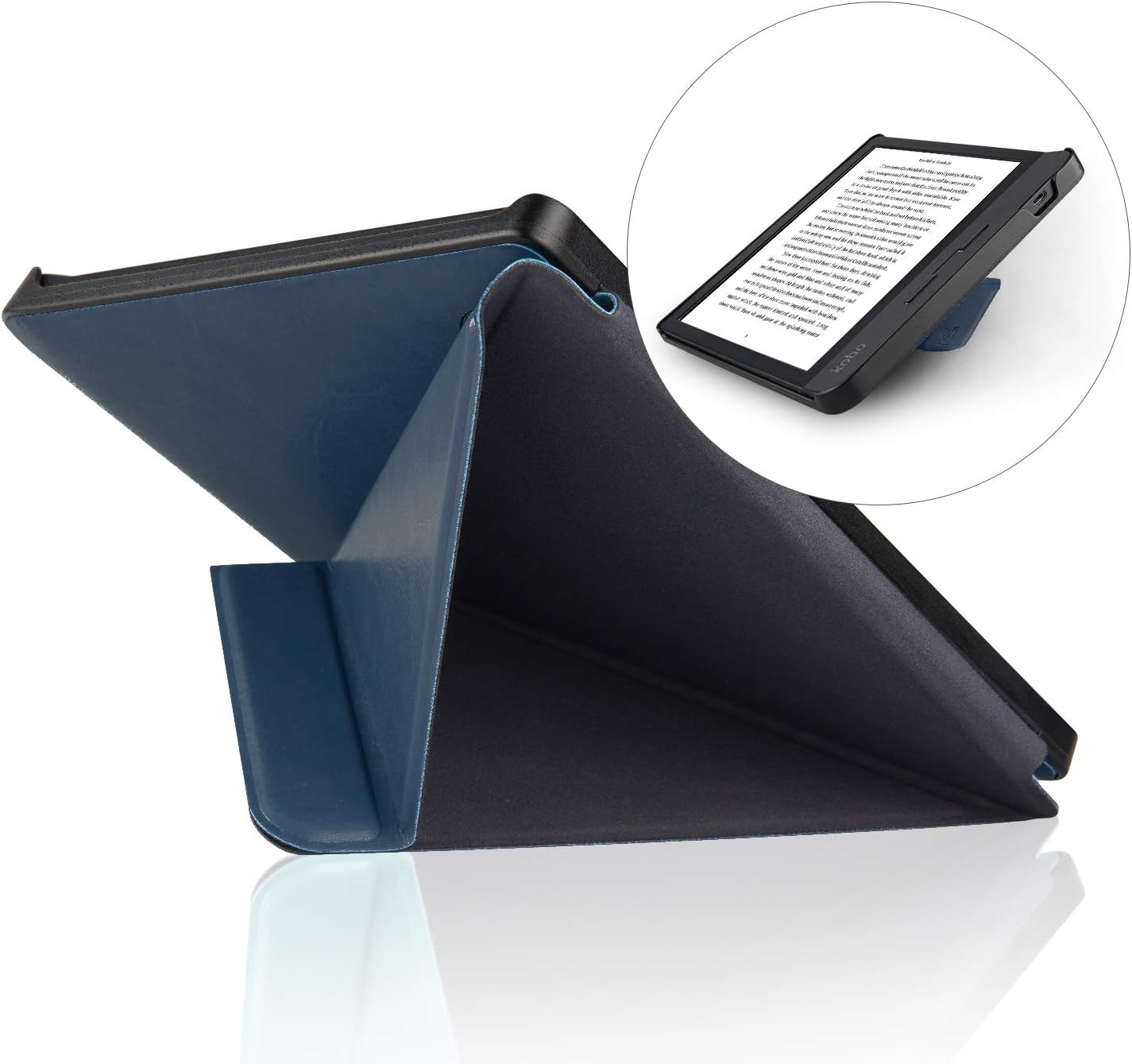 CoBak Kobo Libra Case with Stand - Libra H2O Origami Protective PU Leather Smart Cover with Auto Sleep Wake Feature for New Kobo Libra H2O 2019 Released,Dark Blue
