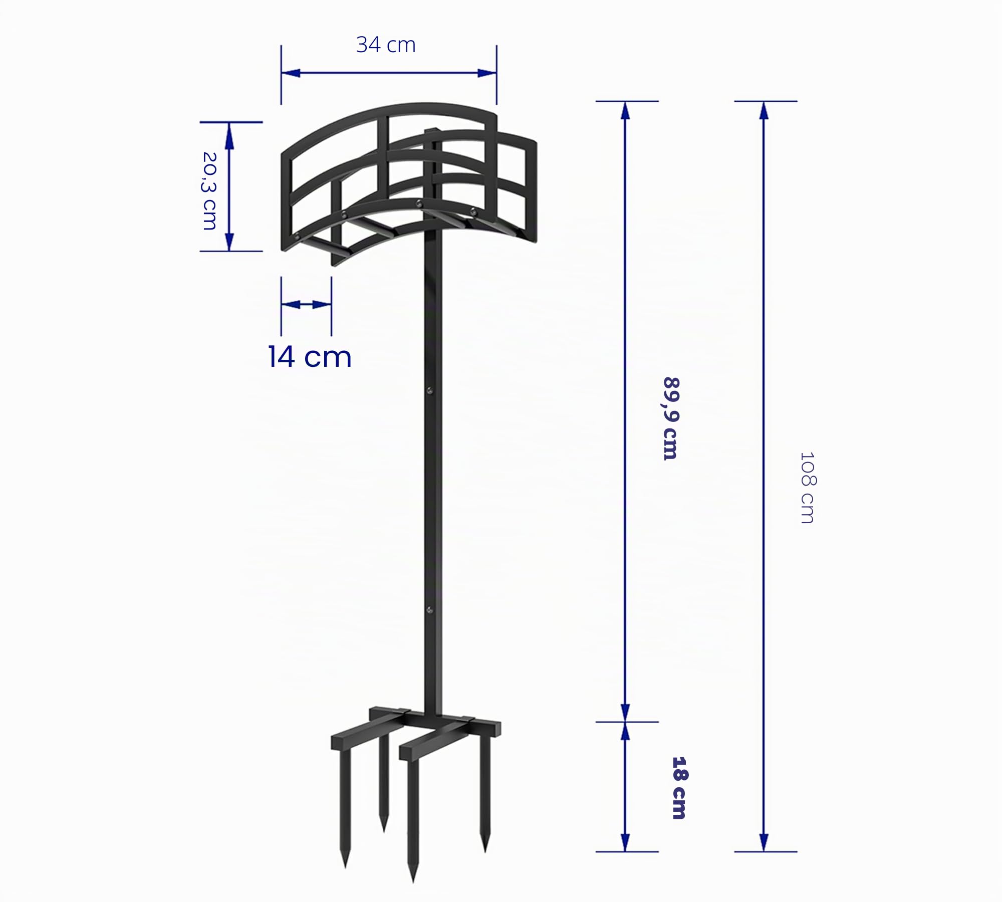 Kingson Supporto per tubo da giardino in metallo resistente, supporto rimovibile e autoportante con 4 punti di ancoraggio, nero (uso esterno)