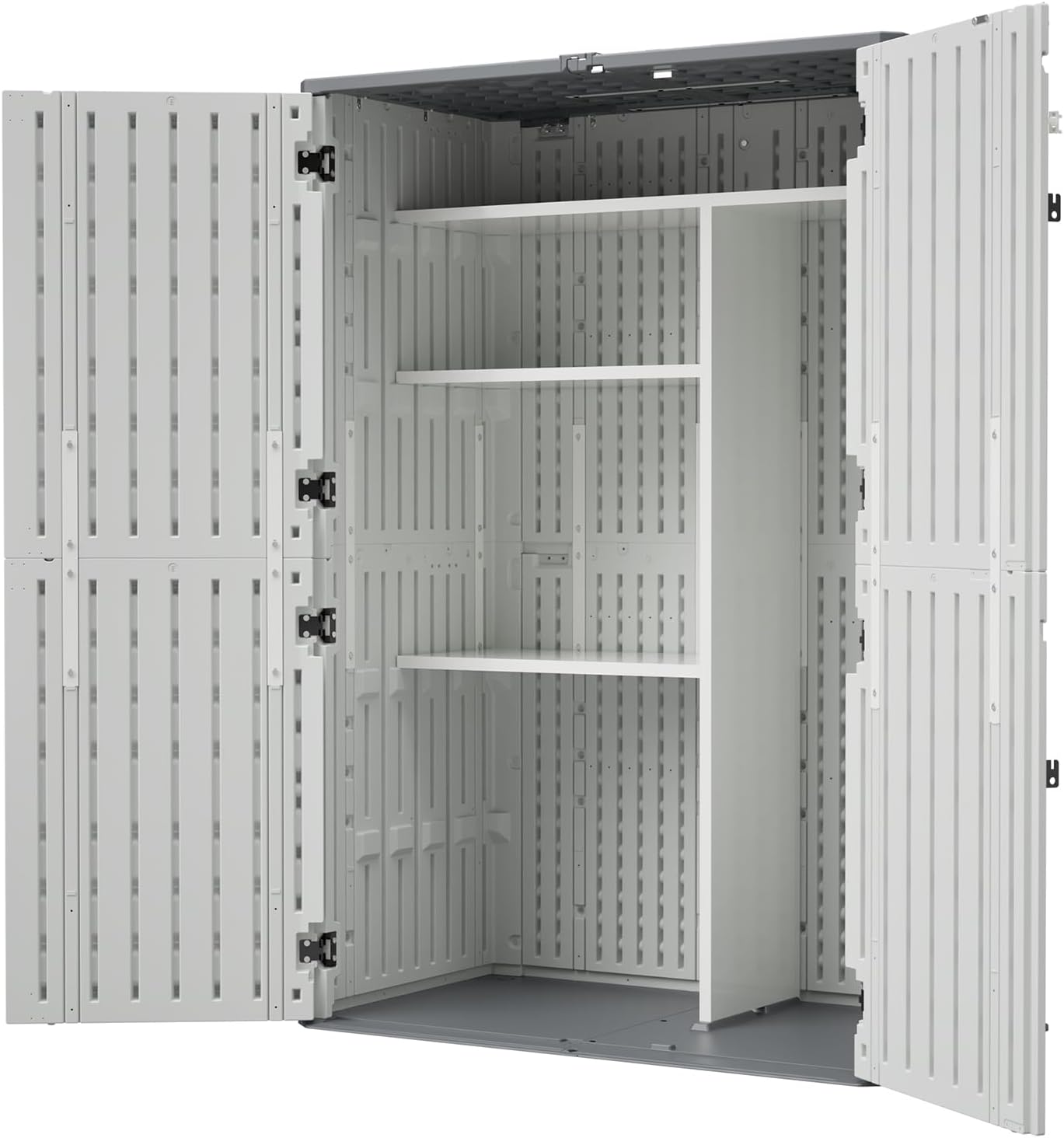 Tall Resin Outdoor Storage Shed with Shelve & Lockable Door, Plastic Garden Shed for Patio, Waterproof Tool Cabinet for Backyard, Sheds Box Outside, Cabinets para Patio, Outdoor Storage Box with Floor