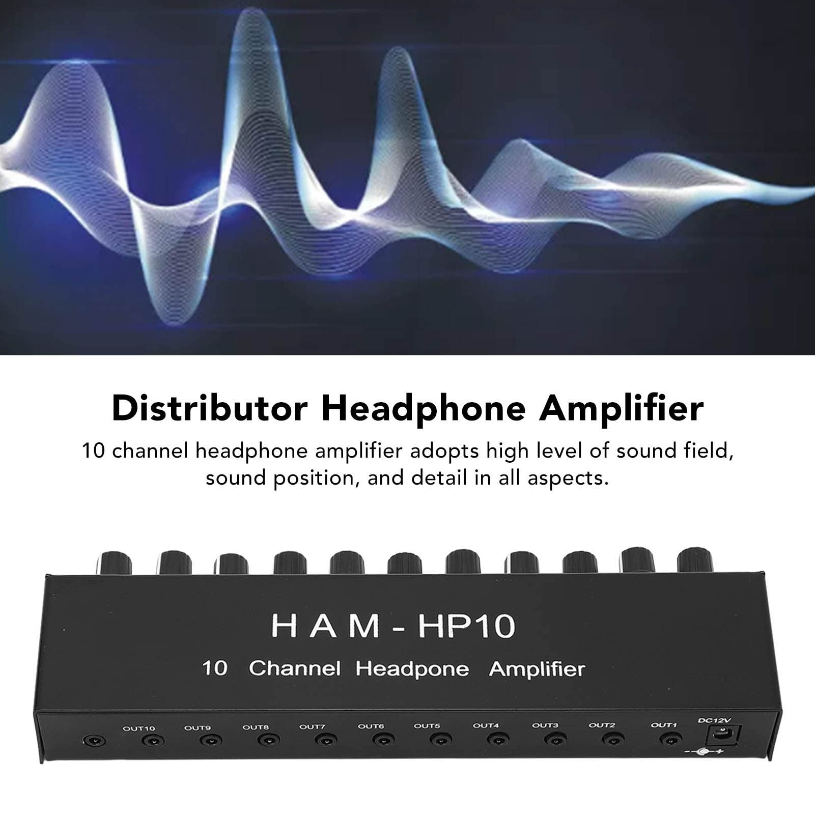 Alomejor Distributore di Amplificatori a 10 Suono Ad Alta fedeltà per gli Amanti della Musica Connessione per Cuffie Portatile 1 Ingresso 10 Uscite