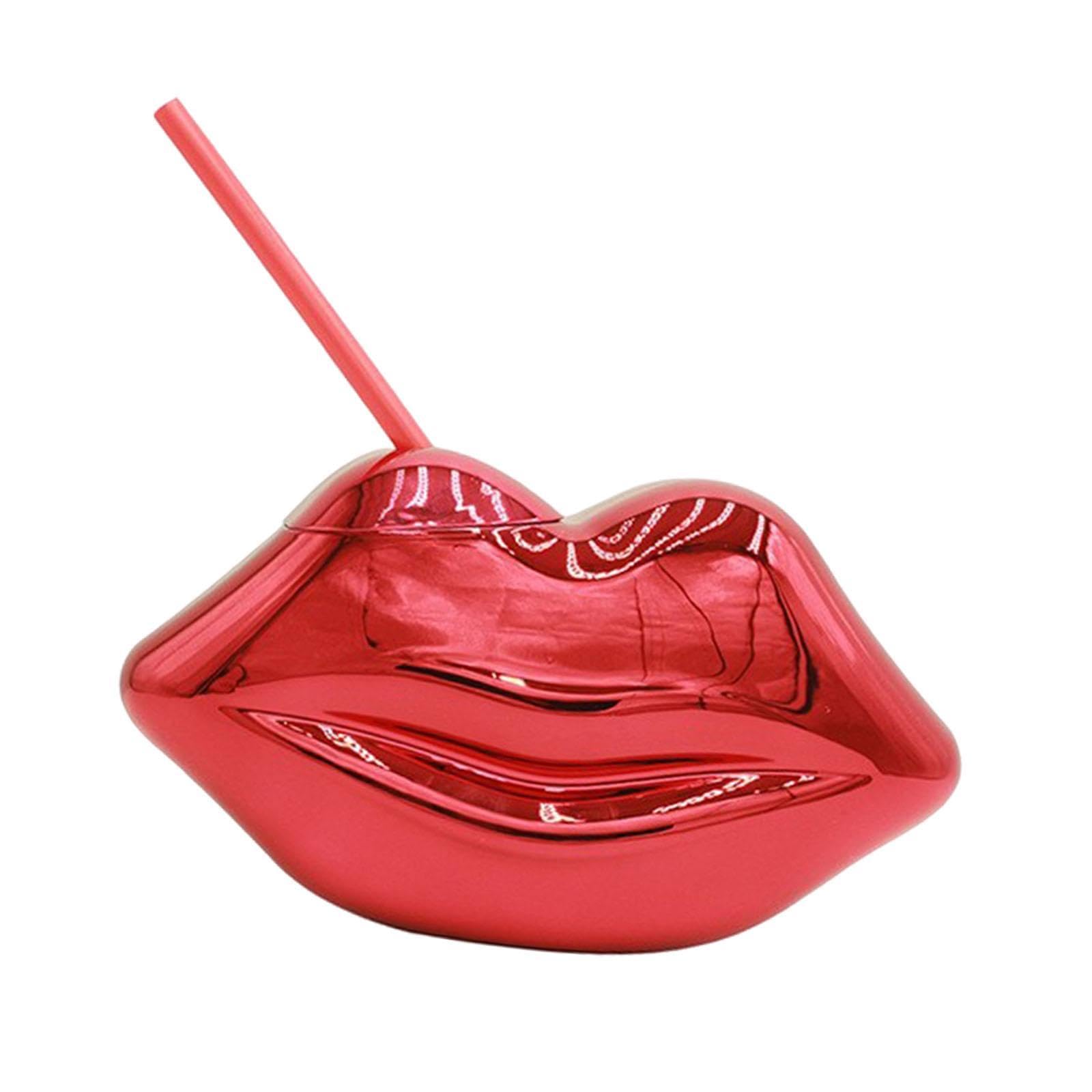 CALANDIS™ Lip Shaped Cup Electroplated 700ml Disco with Straw for Club Home Office Bar Red | Glassware | Kitchen, Dining & Bar