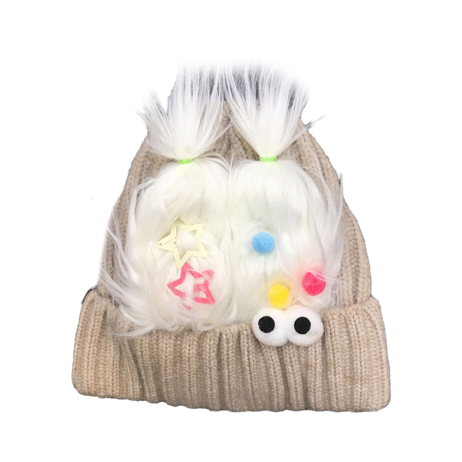 Windproof Winter Hat Cartoon Big Eyes Hat for Women Men Keep Ear Warm Hat Soft Cold Weather Cycling Supplies Khaki