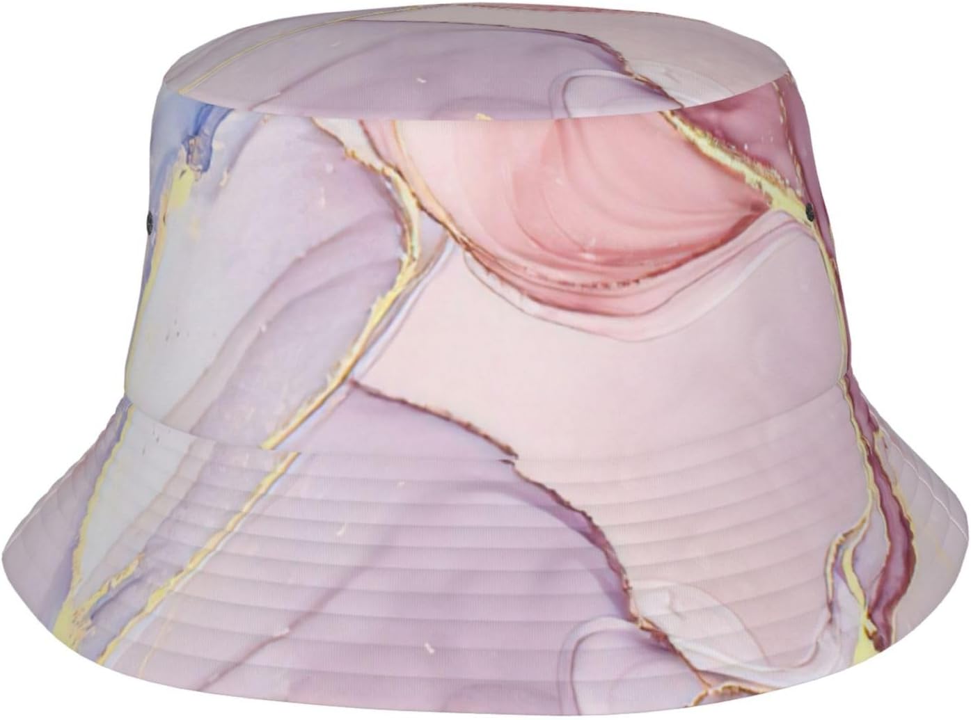 Bucket Hat Purple and Gold Marble Print Summer Sun Hat Trendy Beach Funny Fisherman Hat for Men Women Unisex