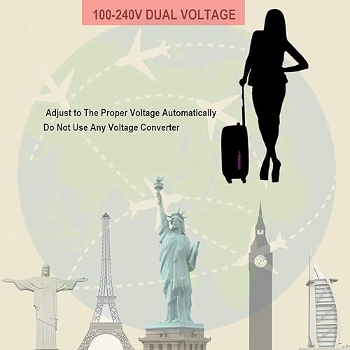 Miniatura 6 de Mini plancha plana de viaje, 2/3 pulgadas, turmalina de cerámica, alisador de pelo de doble voltaje, calor instantáneo hasta 430, con estuche de