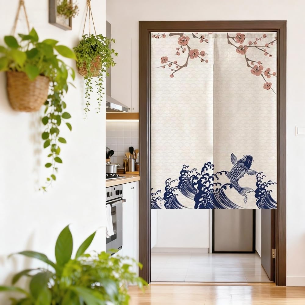 MYRU Japanese Noren Doorway Curtain Tapestry (Wind Chimes,33.5 Inches x 59 Inches)