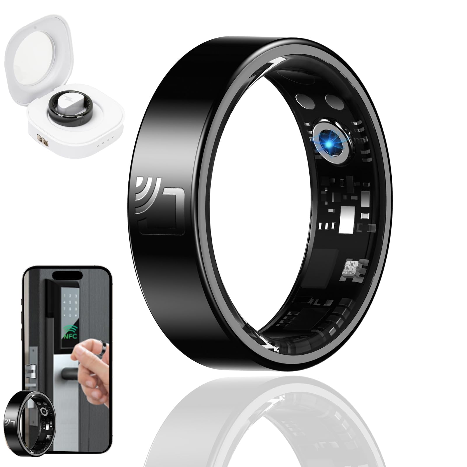 Govllfoz Smart Ring Monitor Heart Rate, Blood Oxygen Saturation, Sleep qualityvariability, and Calorie Burn Smart Ring Health NFC Access Card IPX68 Waterproof (8)