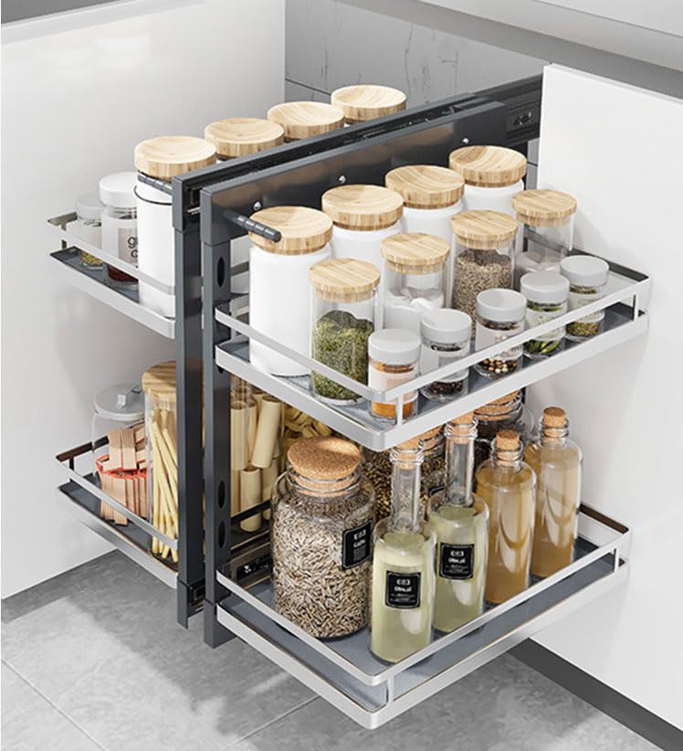 Étagère d'angle rotative à Double tiroir pour armoires de Cuisine de 800 à 900 mm