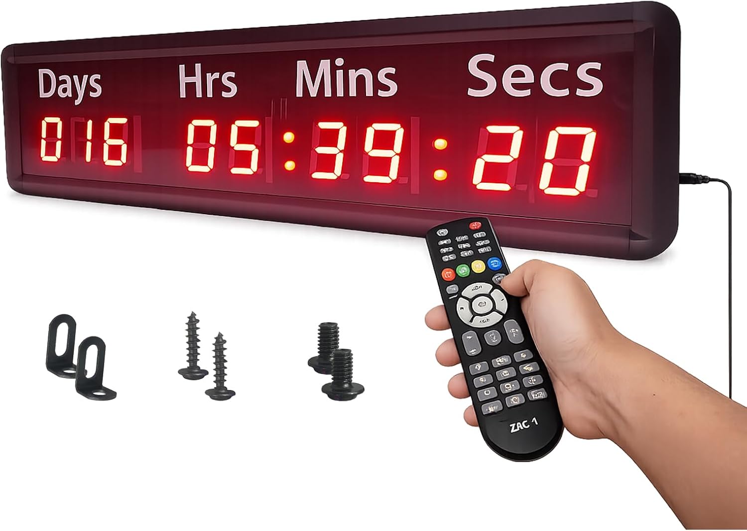 Large LED 1000 Days Countdown Clock with Remote - Digital Days Countdown Timer for Retirement Gifts, Wedding, Vacation, Project Deadlines & Events - 13.4" Wall Mounted Countdown Timer