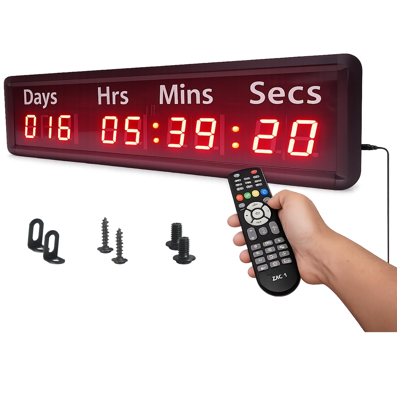 Reloj de cuenta regresiva de días con temporizador de cuenta regresiva de 1000 días con control remoto, cuenta regresiva de días ideales para jubilación, eventos de boda, tamaño 13.4 x 3.7