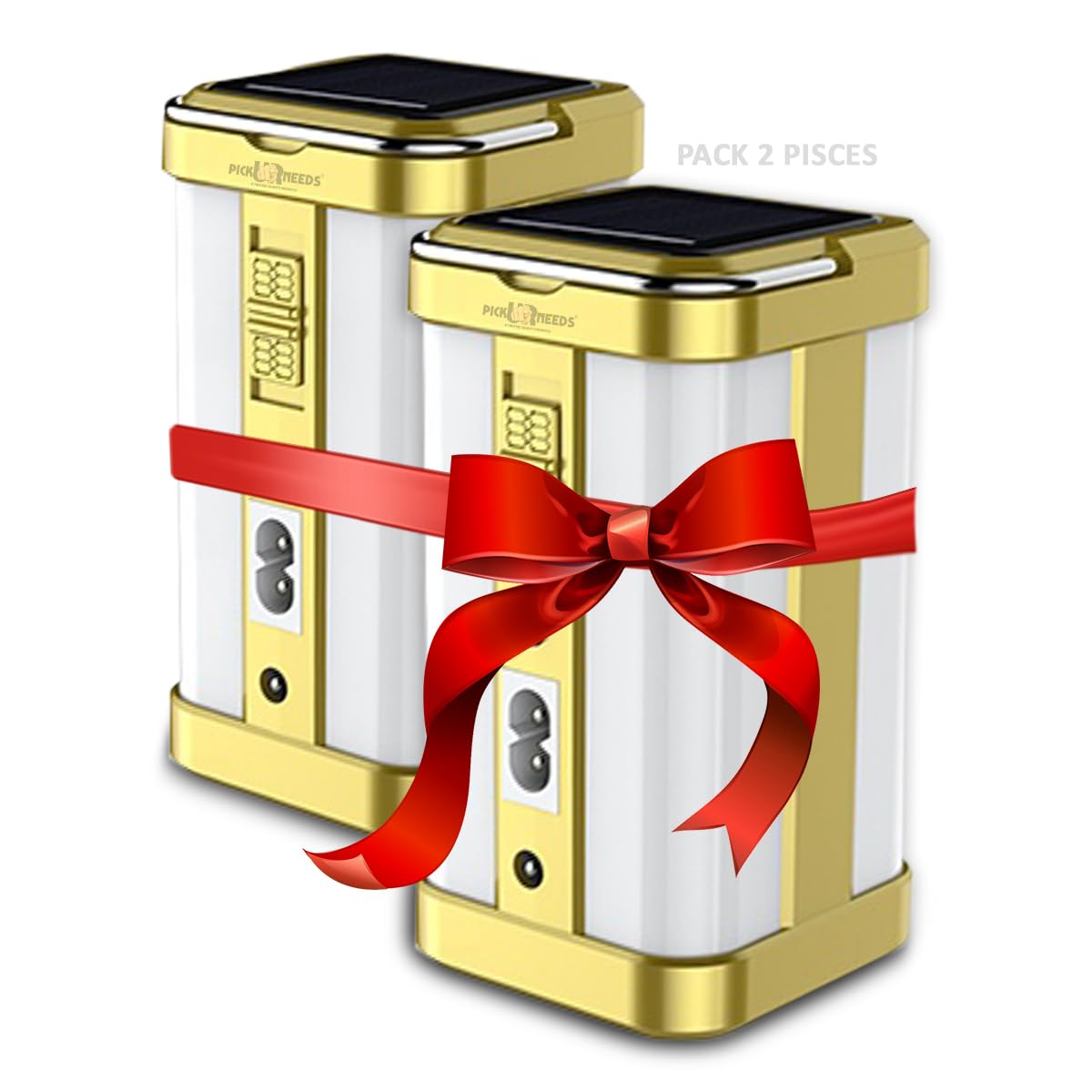 Pick Ur Needs Emergency Rechargeable Solar Home LED Floor Lantern Lamp Light 4 Side Tube (Gold Pack of 2) (B0C9JM5TZ5) Amazon Price History, Amazon Price Tracker