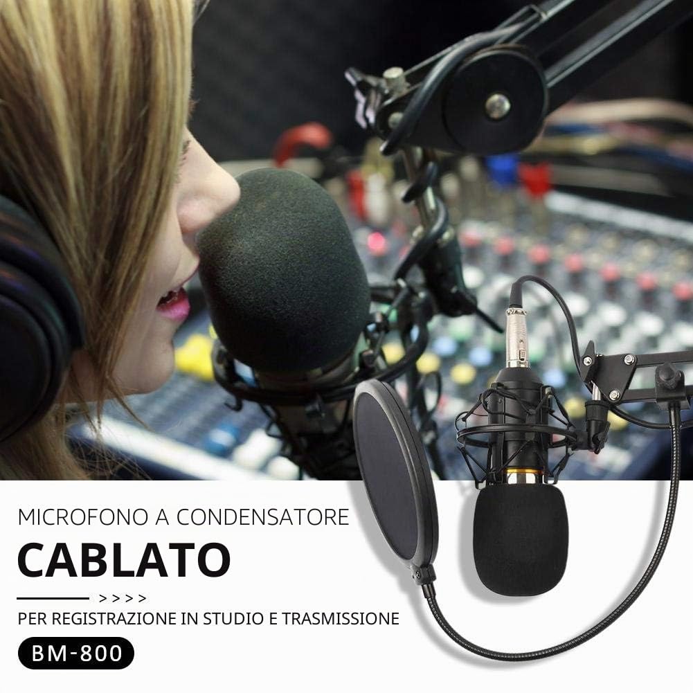 BM 800 microfono per studio a condensatore, registrazione vocale, karaoke, microfono per PC
