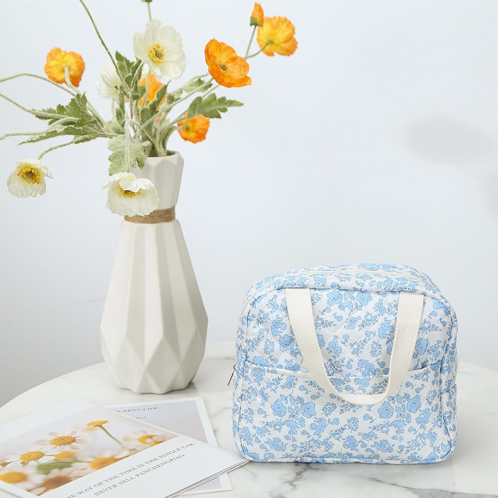 GSenhui Insulated Lunch Bag for Women Quilted Floral Lunch Box Girls Cute Lunch Cooler Bag Preppy Lunch Box Pack Lunch Bag for School Work - Image 4