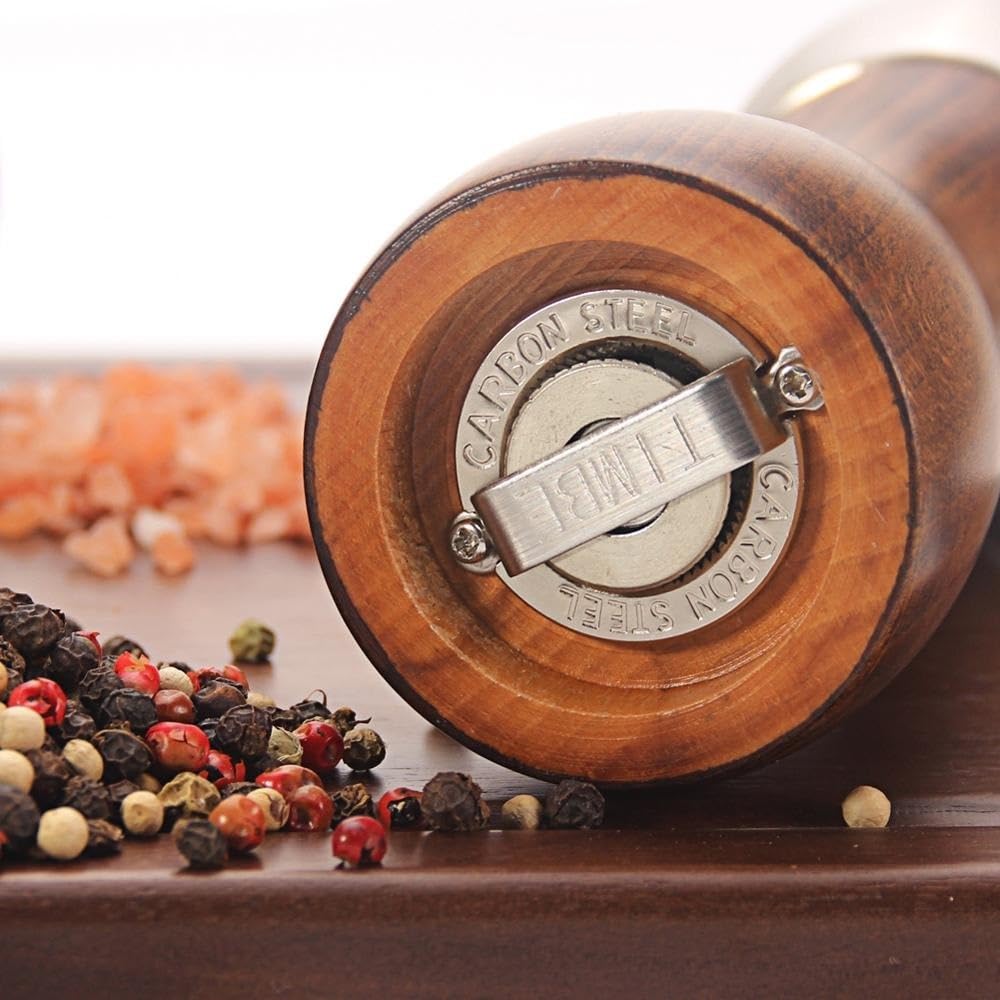Macina Pepe Saliera Macina Sale E Pepe Macinini in Legno Meccanismi Gourmet di Precisione Grani al Marino Premium(8in for Salt)