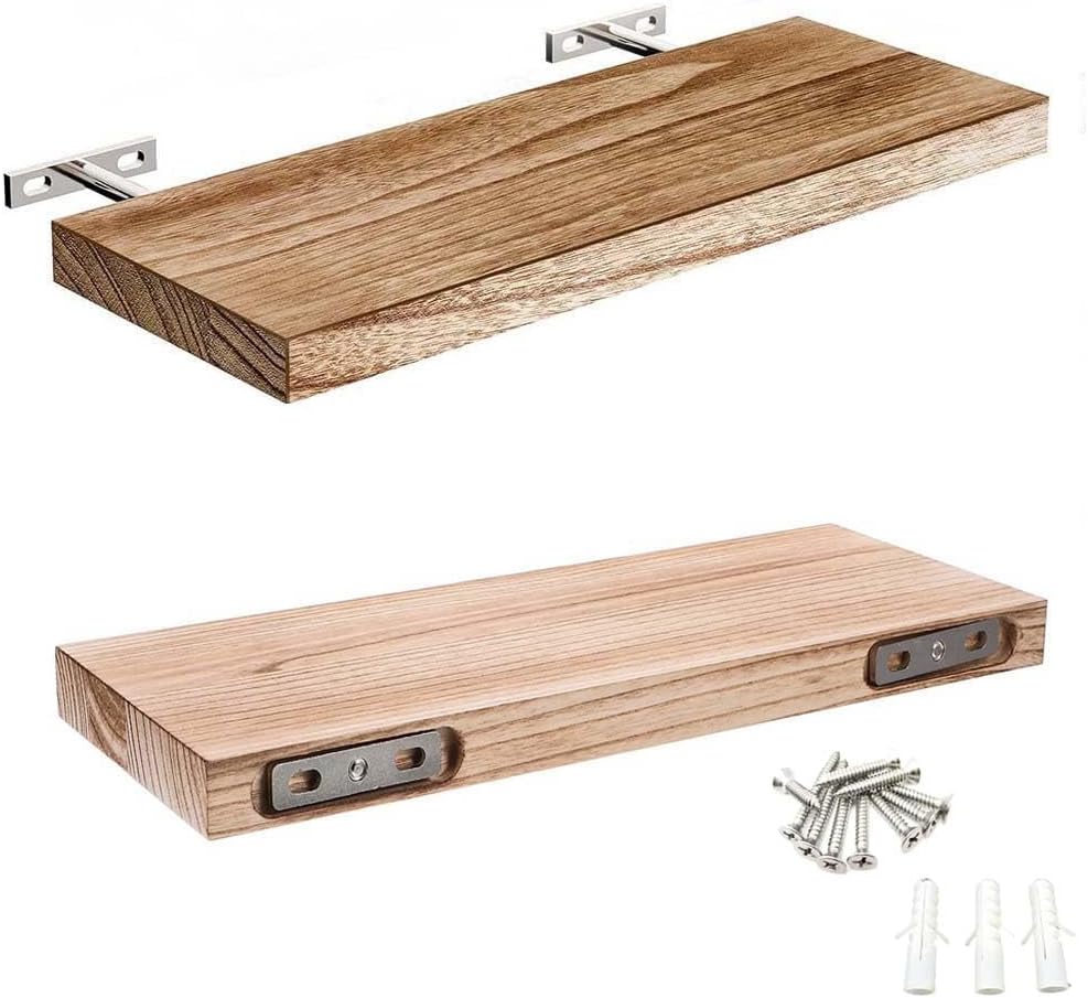 Live Edge Floating Wall Shelf, Rustic Wood, Natural Wavy Design, Boho Home Decor (2, Natural, 28" W X 8" D X 1.5")