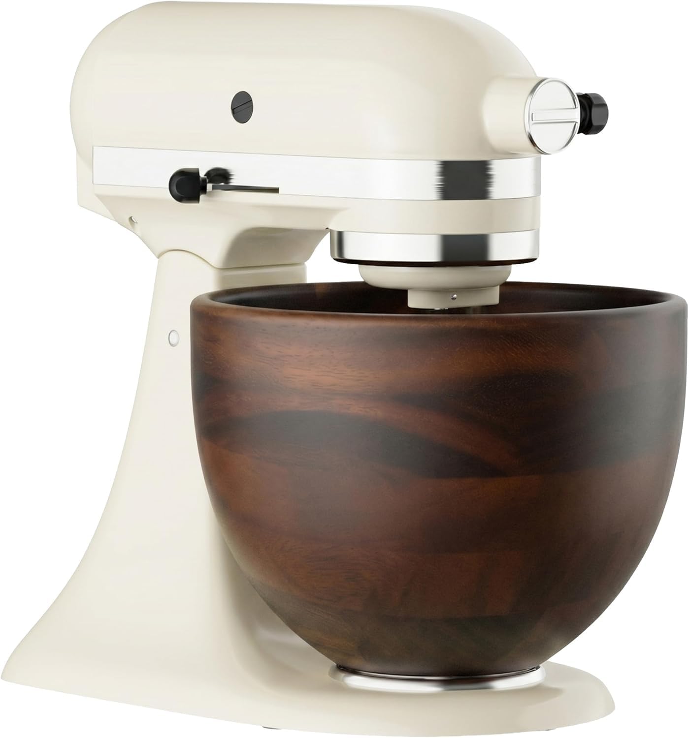 Cofun Ciotola in Legno Premium per KitchenAid, Contenitore 4.8L per Planetarie a Testa Inclinabile 4.3L, 4.7L/4.8L, Ciotola Naturale in Acacia con Base in Acciaio Inox, Accessorio per KitchenAid