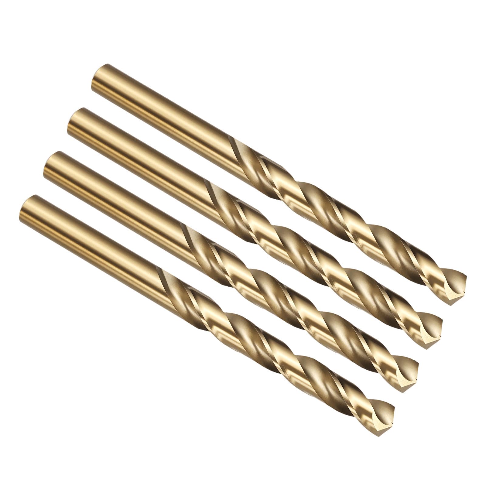 PATIKIL T Drill Bit, M42 8% Cobalt High-Speed Steel Jobber Straight Shank 135° Gold Finish for Hard Metal High-temperature Titanium Alloy - 4 Pack