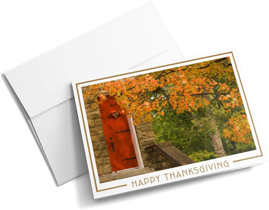 Door of Thanksgiving - Thanksgiving Cards | 25 Standard Greeting Cards with Your Custom Message and Envelopes | Printed in the USA