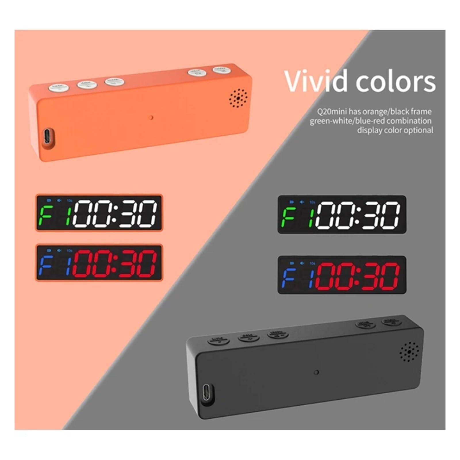 Timer da palestra portatile Intervallo timer Allenamento Fitness Orologio Conto alla rovescia/SU/Cronometro Magnetico e USB ricaricabile 4 tipi Nave di caduta(A)