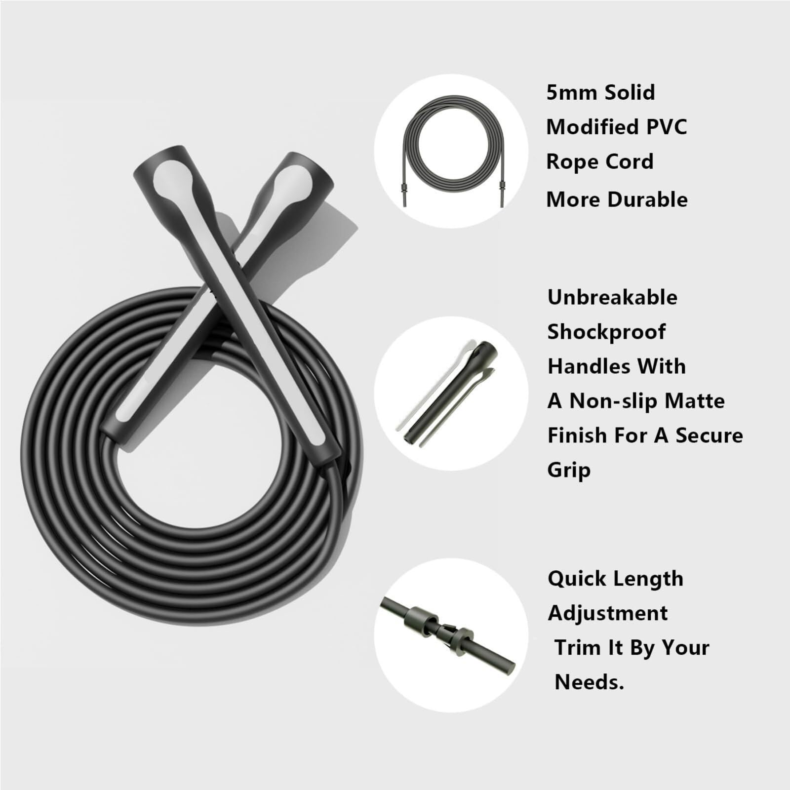 Cuerda para Saltar Cuerda De Saltar Ajustable For Ejercicio Aeróbico, Entrenamiento Interior Y Exterior Fitness(Black)