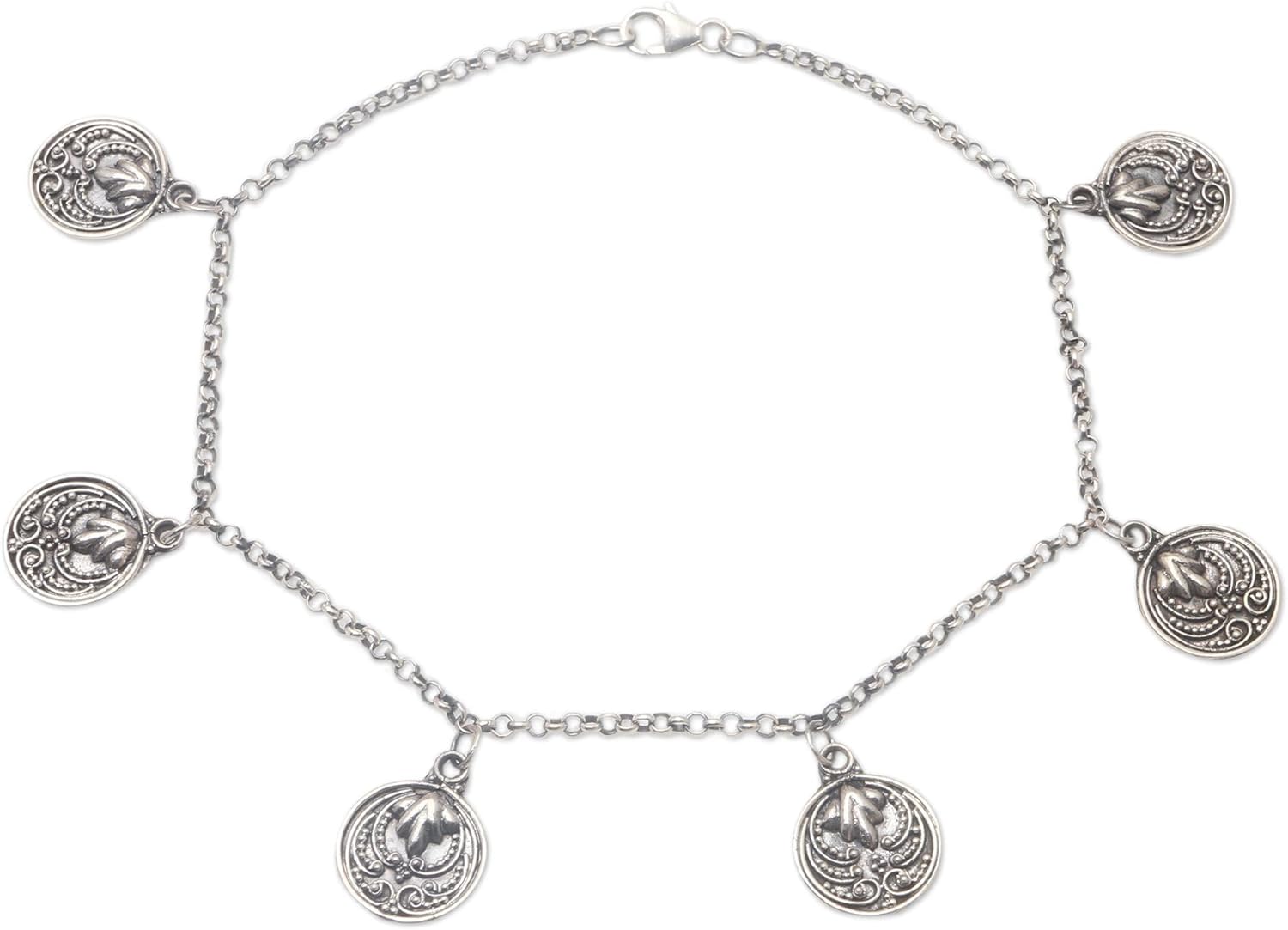 NOVICA Handmade Sterling Silver Charm Anklet from Bali Indonesia 'Bare Footed'