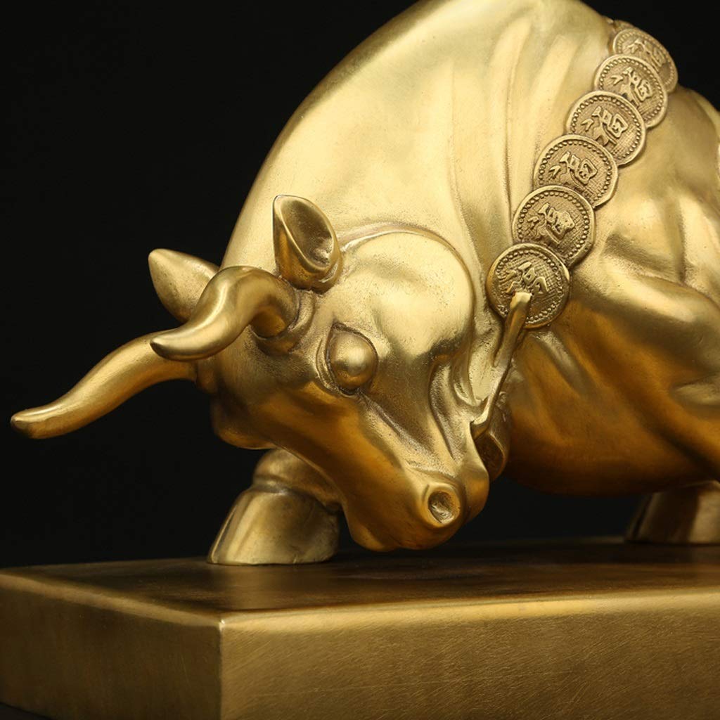 Statua di Feng Shui/Ricchezza Figurina fortunata Feng Shui cinese Decorazione Ornamento Moneta Rame puro Ornamenti di mucca Statuette per regali di Capodanno Soldi Ricchezza fortunata Statua di prote