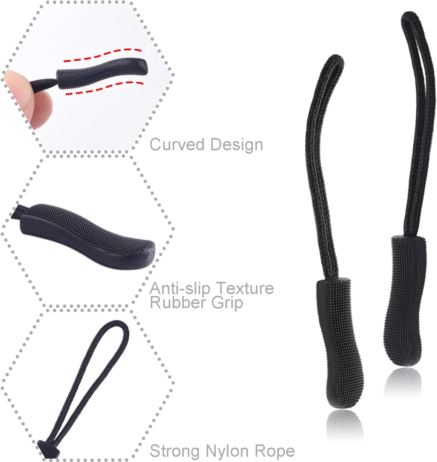 12パック ジッパープル 交換用 ブラック