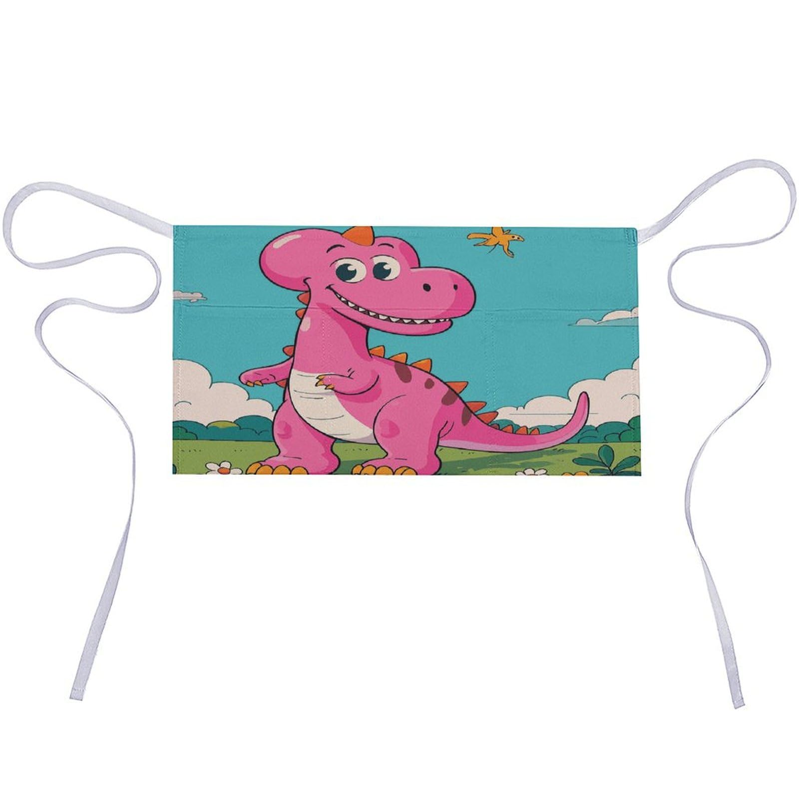 DJUETRUI Cartoon Dinosaur Images Adjustable for Women Men with Pockets Extra Long Lab Apron Butcher Apron Oxford Cloth Cotton Apron for Kitchen Cooking Baking