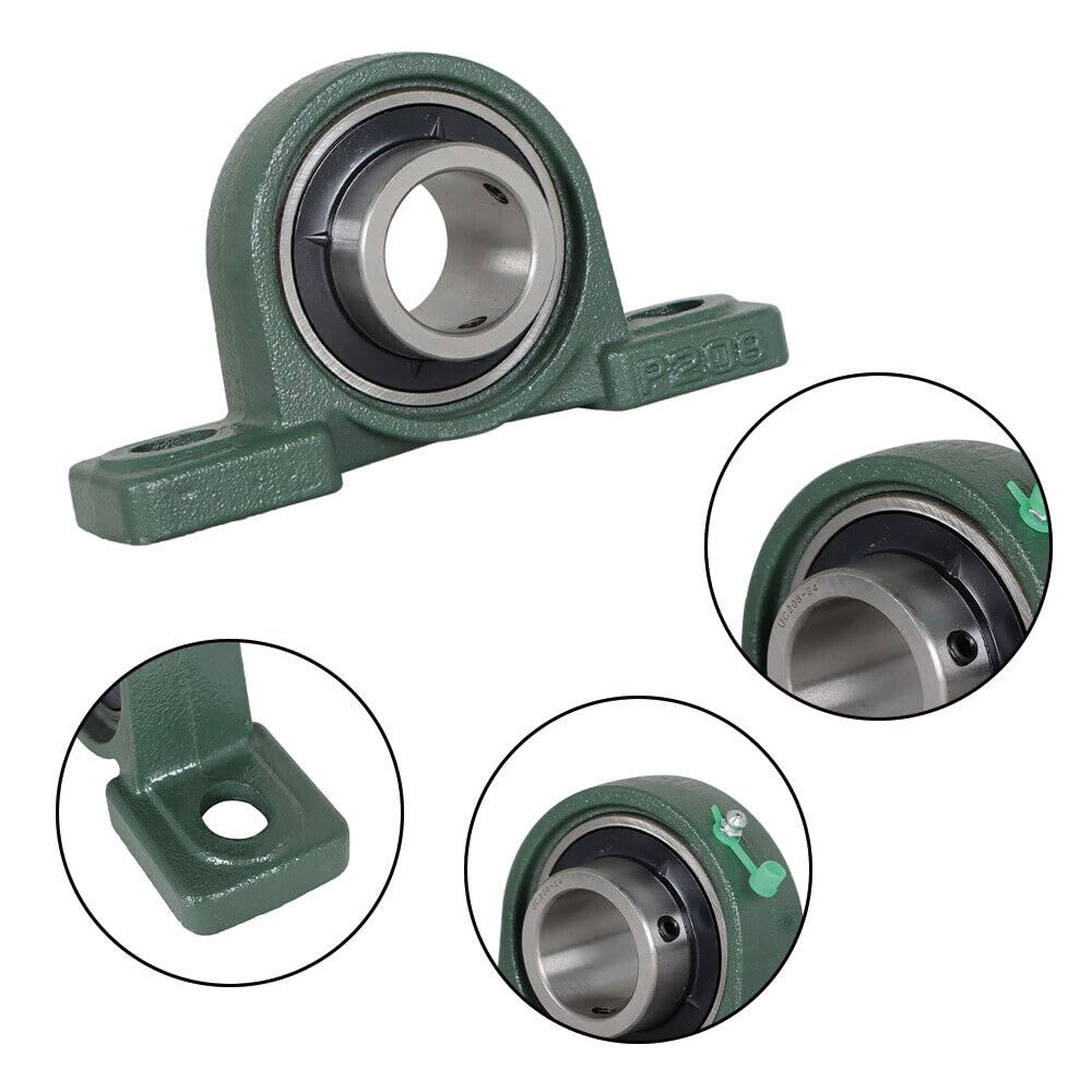 Replace Tool Spare Part for Machines 2 Pcs UCP208-24 Solid Pillow Block Bearing 1-1/2 Bore Self Aligning 2 Bolt Iron (#US-20072024-11830)