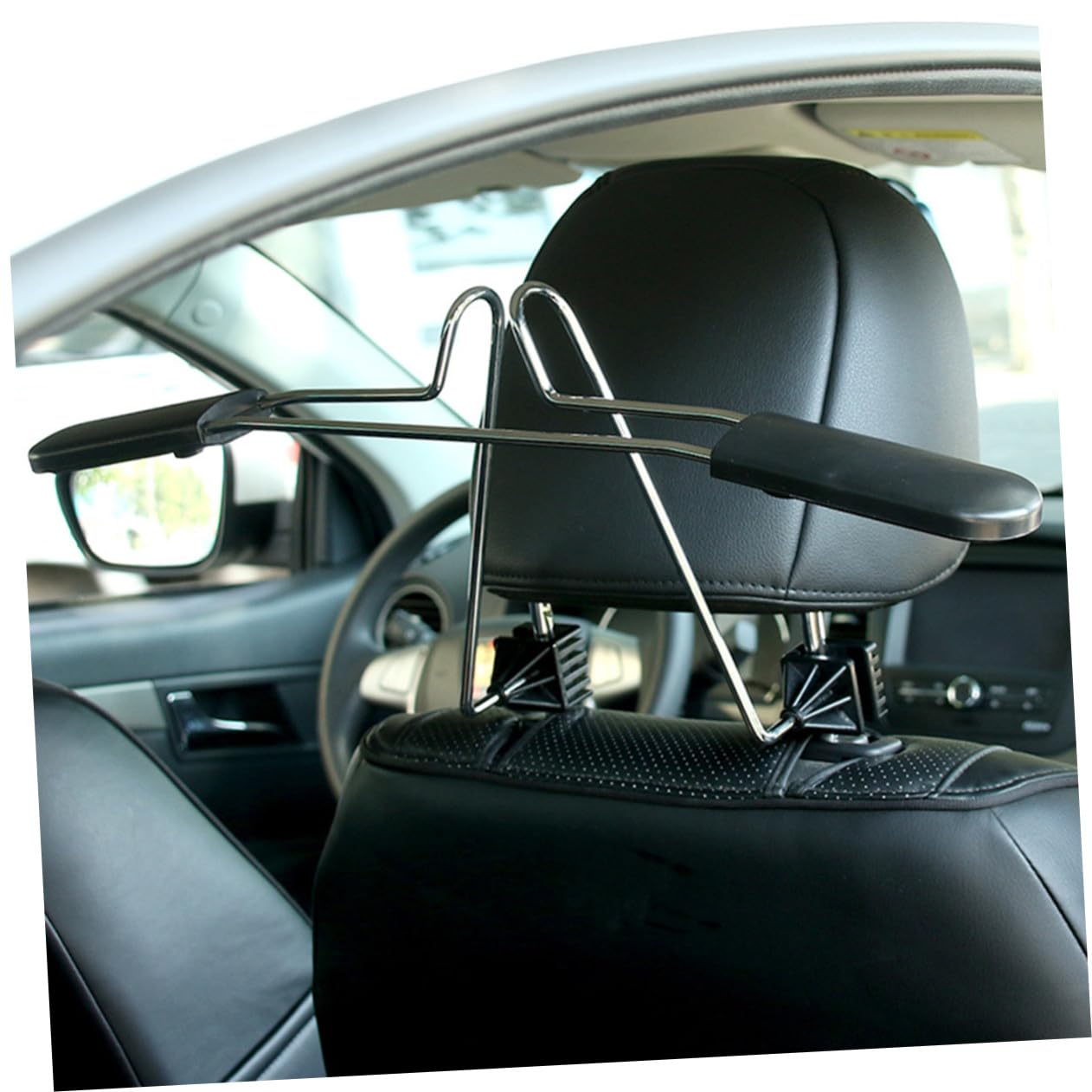 Hemobllo Appendiabiti per Macchina in Acciaio Inox Nero, Car Hanger | Schienale Sedile Auto, Bracci Regolabili, Adatto a Vestiti e Sacchetti della Spesa in Plastica