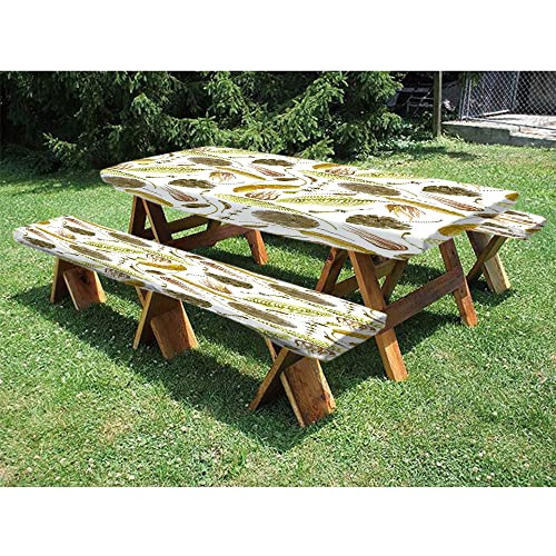 Palm Leaves - Mantel ajustable de poliéster para mesa de picnic y banco, 72 pulgadas, fondo de plantas tropicales de la selva, para exteriores, barbacoas, camping, 28 x 72 pulgadas