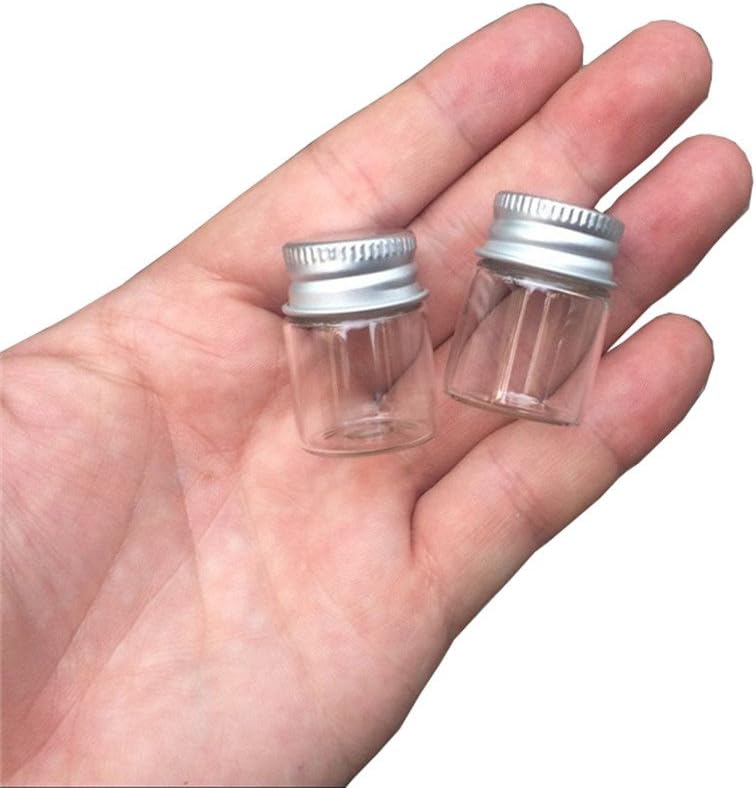 100units 5ml Mini Jars Crafts Glass Bottles with Aluminium Cap Liquid Pill Powder Ornament Bottles Empty Glass Vials Jars (100, 5ml)