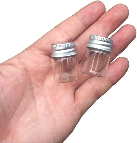 Miniatura 2 de Mini botellas de vidrio con tapa de aluminio vacía pequeña botella de deseos, frascos de vidrio, 24 unidades (24, 0.2fl oz)