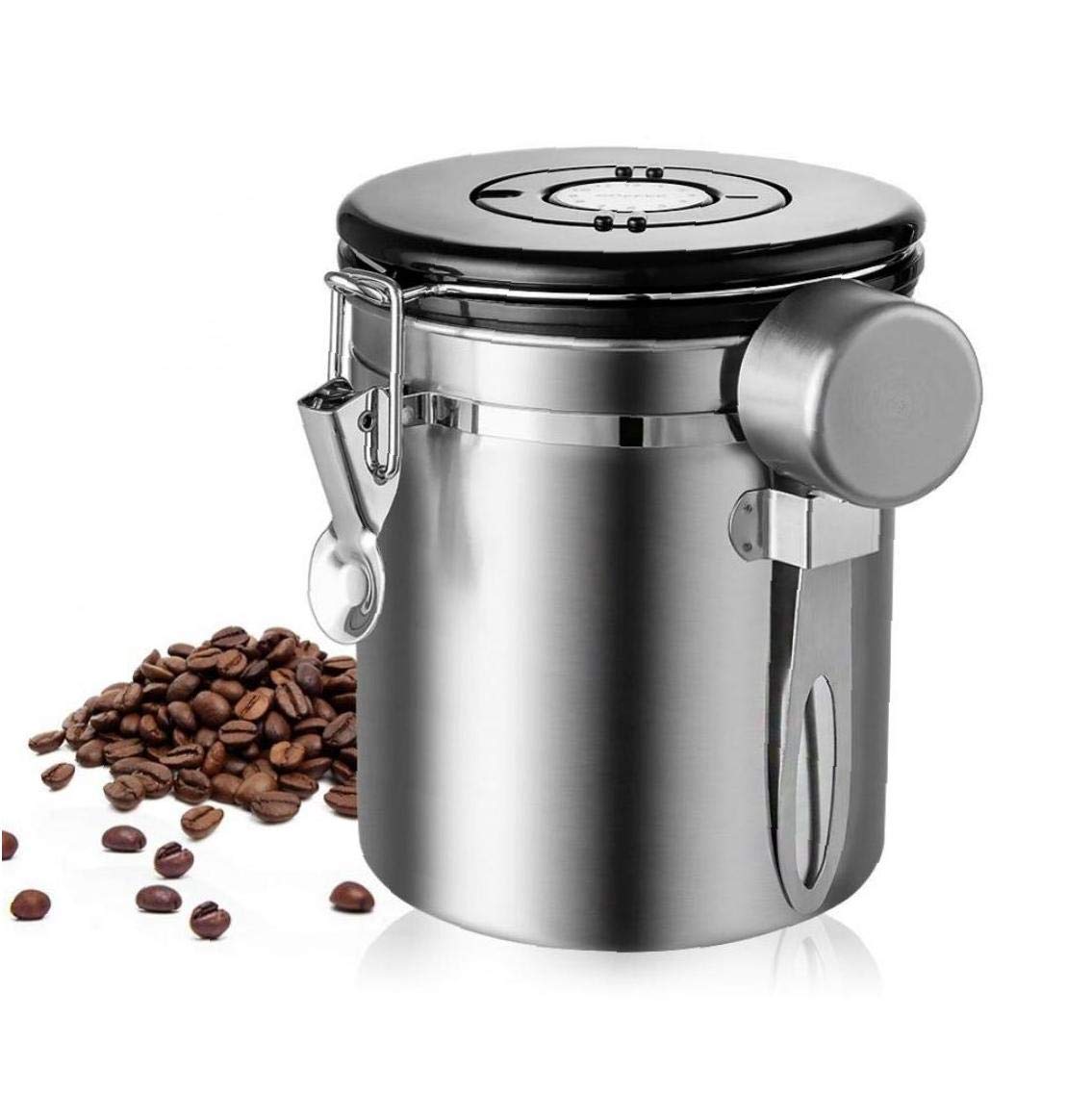 Frasco hermético de café de 1.5l en acero inoxidable con cuchara medidora