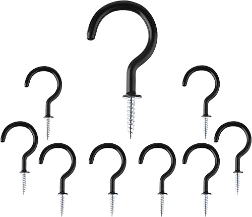 Paquete de 20 ganchos de techo negros para tira de luces al aire libre, ganchos de tornillo recubiertos de vinilo con hebilla de seguridad para disponible en Yaxa El Salvador