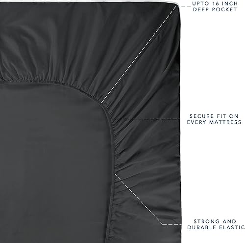 Miniatura 3 de Sunday Home Juego de sábanas de 400 hilos tamaño individual de 100 % algodón a rayas damasco, 4 piezas, ultra suave, tejido satinado, de fibra