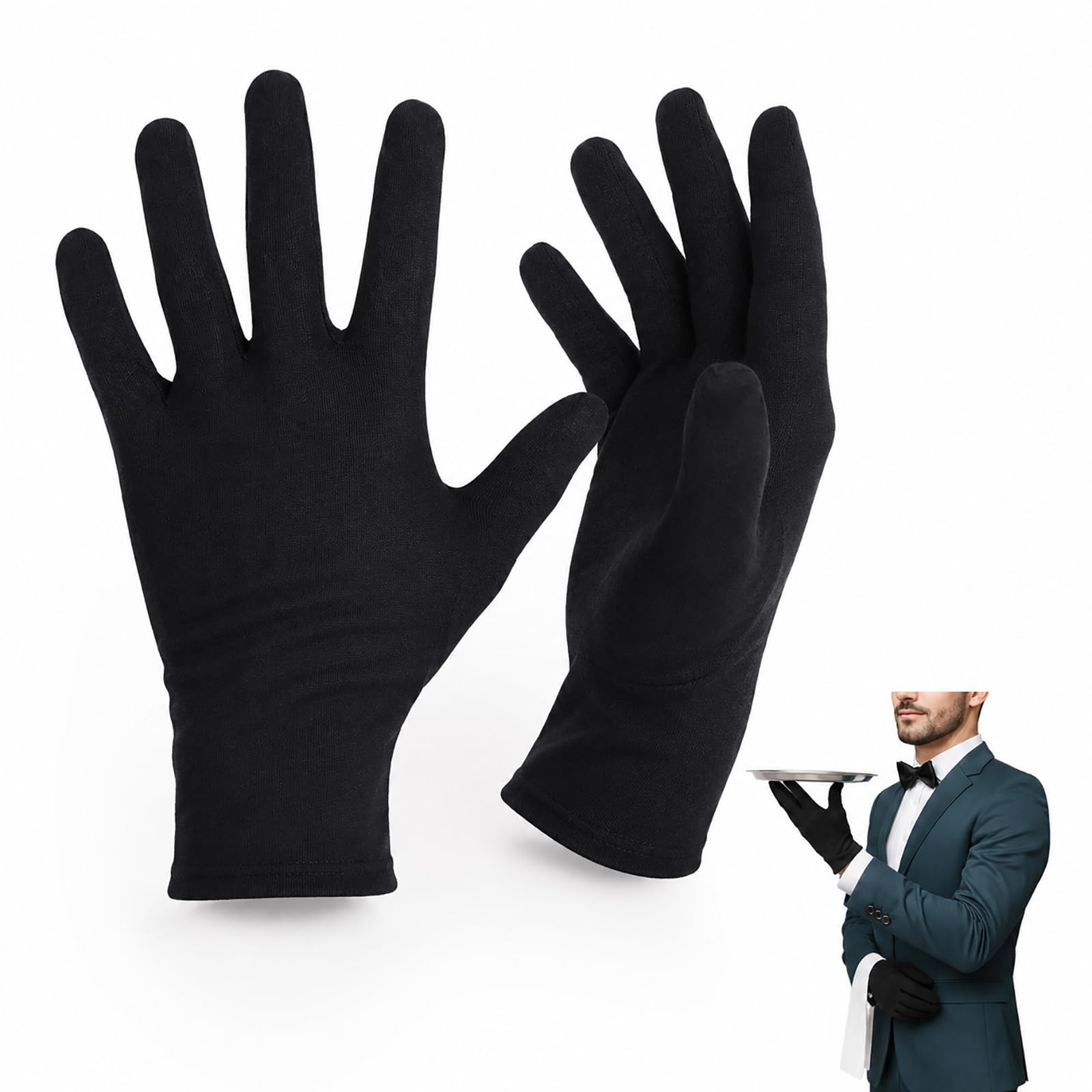 Black Spandex Formal Dress Gloves for Men Halloween Costume Parades