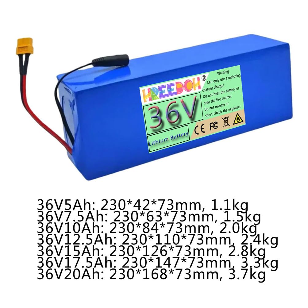 Paquete de baterías de Litio de 36 V, Recargables, de 5 Ah, 7,5 Ah, 10 Ah, 12,5 Ah, 15 Ah, 17,5 Ah y 20 Ah, con Cargador.