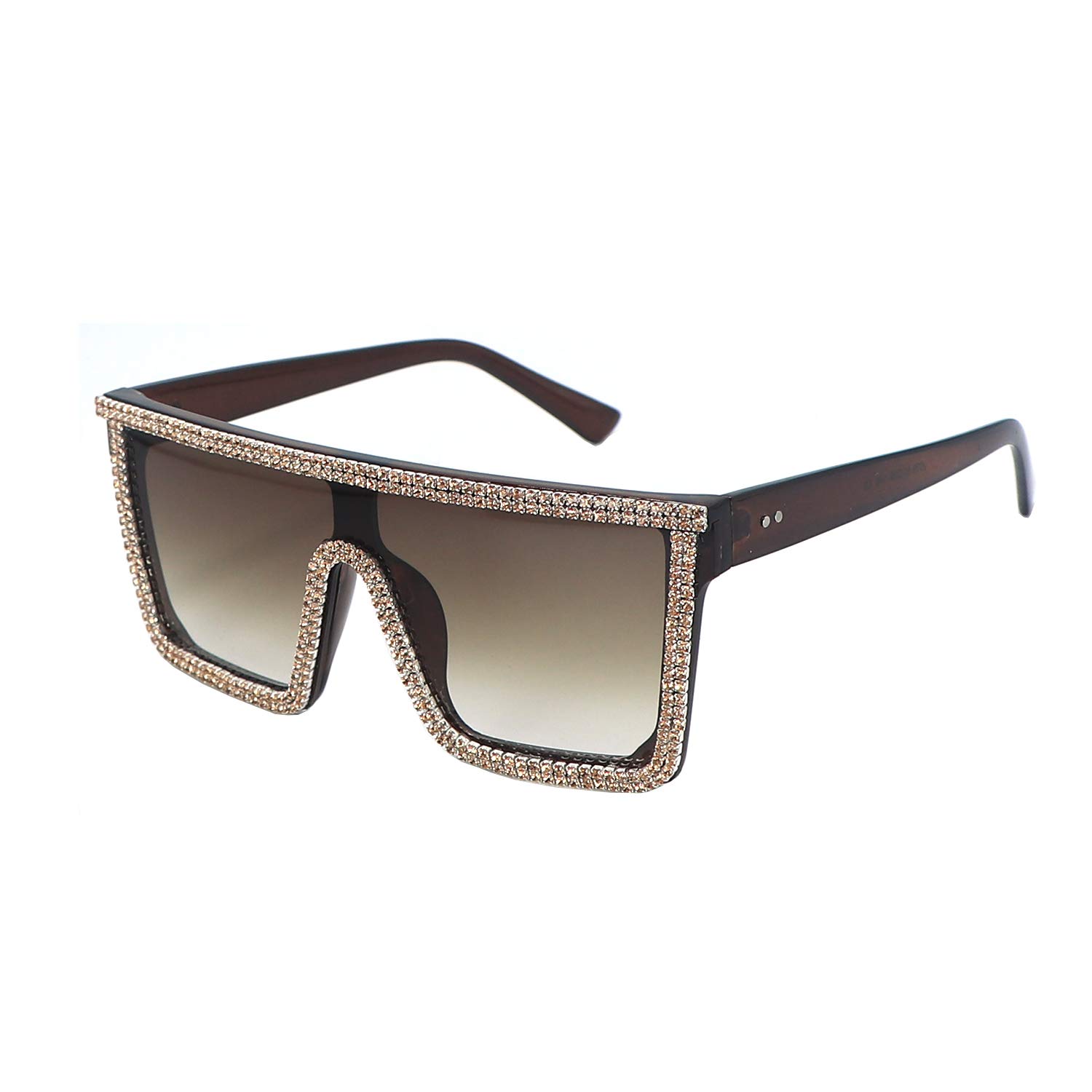 Oversized Square Sunglasses For Women Men Bling Rhinestone Flat Top Shades