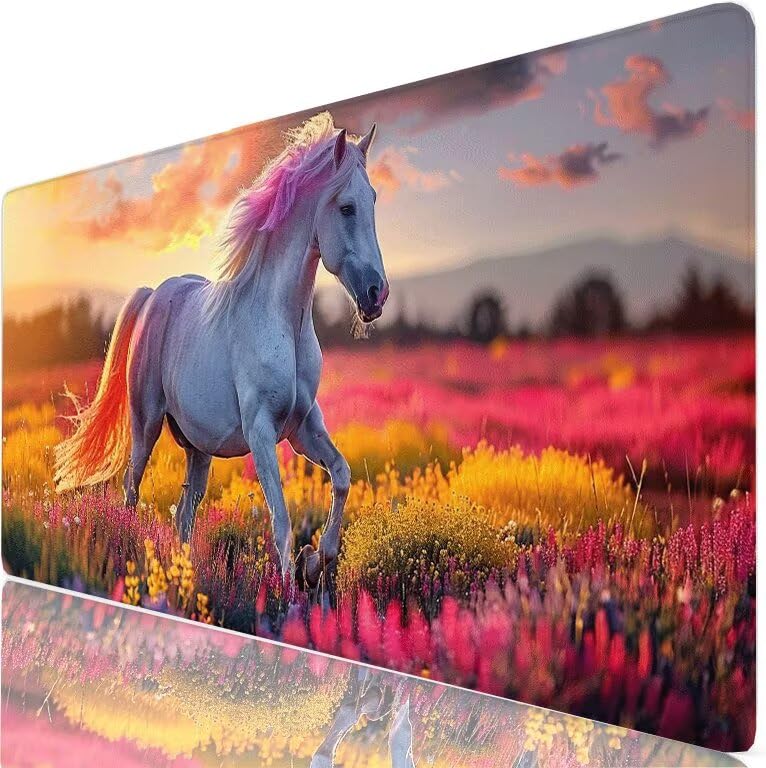 Grand tapis de souris cheval XL 1000x500mm rose imperméable pour bureau