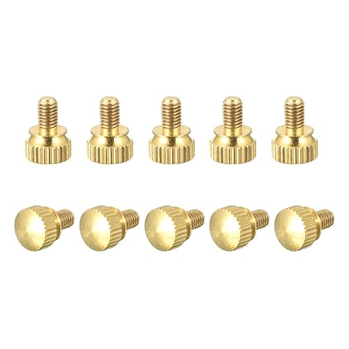 Miniatura 108 de uxcell 5 tornillos moleteados para el pulgar, pernos de hombro de latón M5 x 0.472 in, perillas de agarre escalonadas para PC, electrónicos