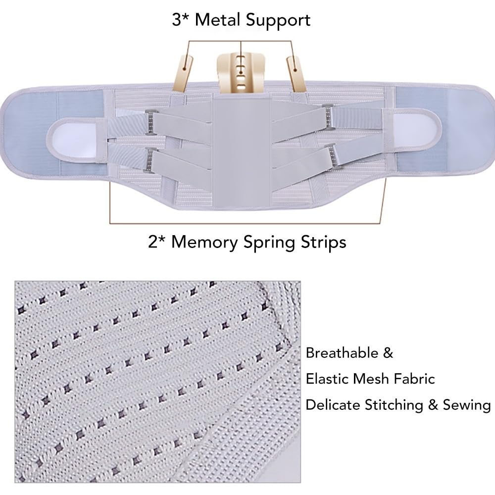 Cinturón De Soporte Lumbar con Almohadilla Extraíble, Refuerzo para La Parte Baja De La Espalda Soporte De Cintura Ortopédico para Hernia De Disco Faja De Descompresión Lumbar Unisex (Color : Gray,