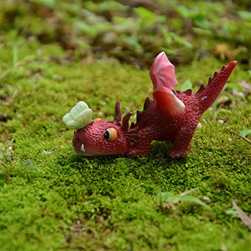 Top Collection Mini dragão vermelho brincando com borboleta em miniatura de jardim e terrário