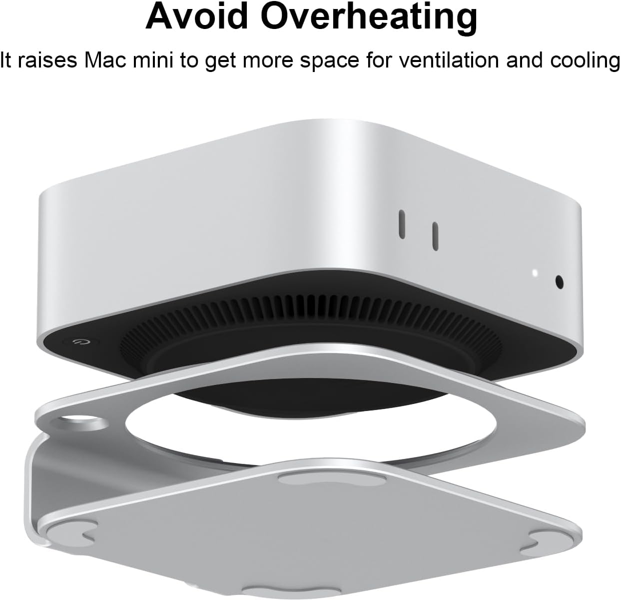 Qwiizlab Aluminum Stand for 2024 Mac mini M4/M4 Pro, Convenient Acess to Power Button, Anti-Scratch, Anti-Slip, Avoid Overheating, Durable and Sturdy Design (Silver)