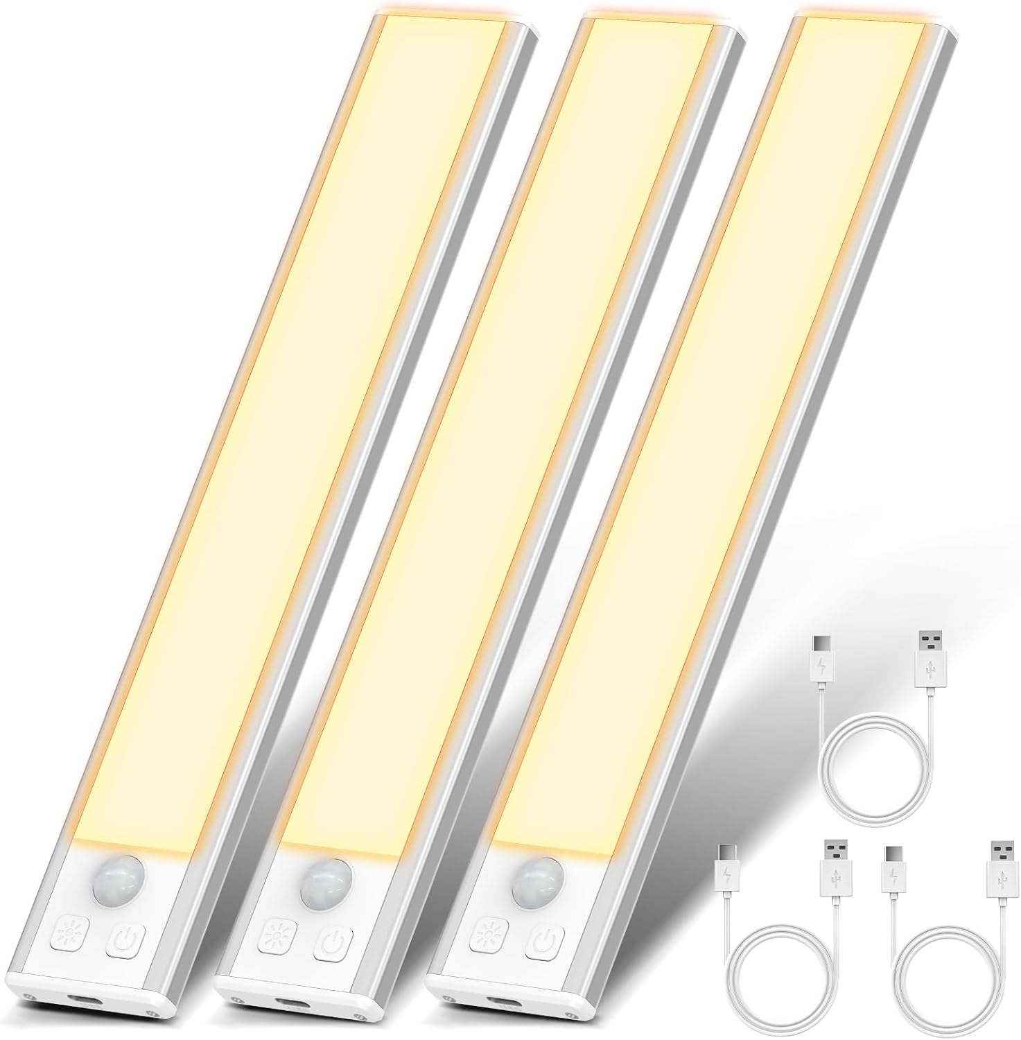 OUILA Luce Armadio LED, Armadio Led con Sensore di Movimento, 20.5CM Magnetica Ricaricabile Luce Led Sottopensile Dimmerabile Lampada per Cucina Scale Soggiorno Bagno Camere da Letto