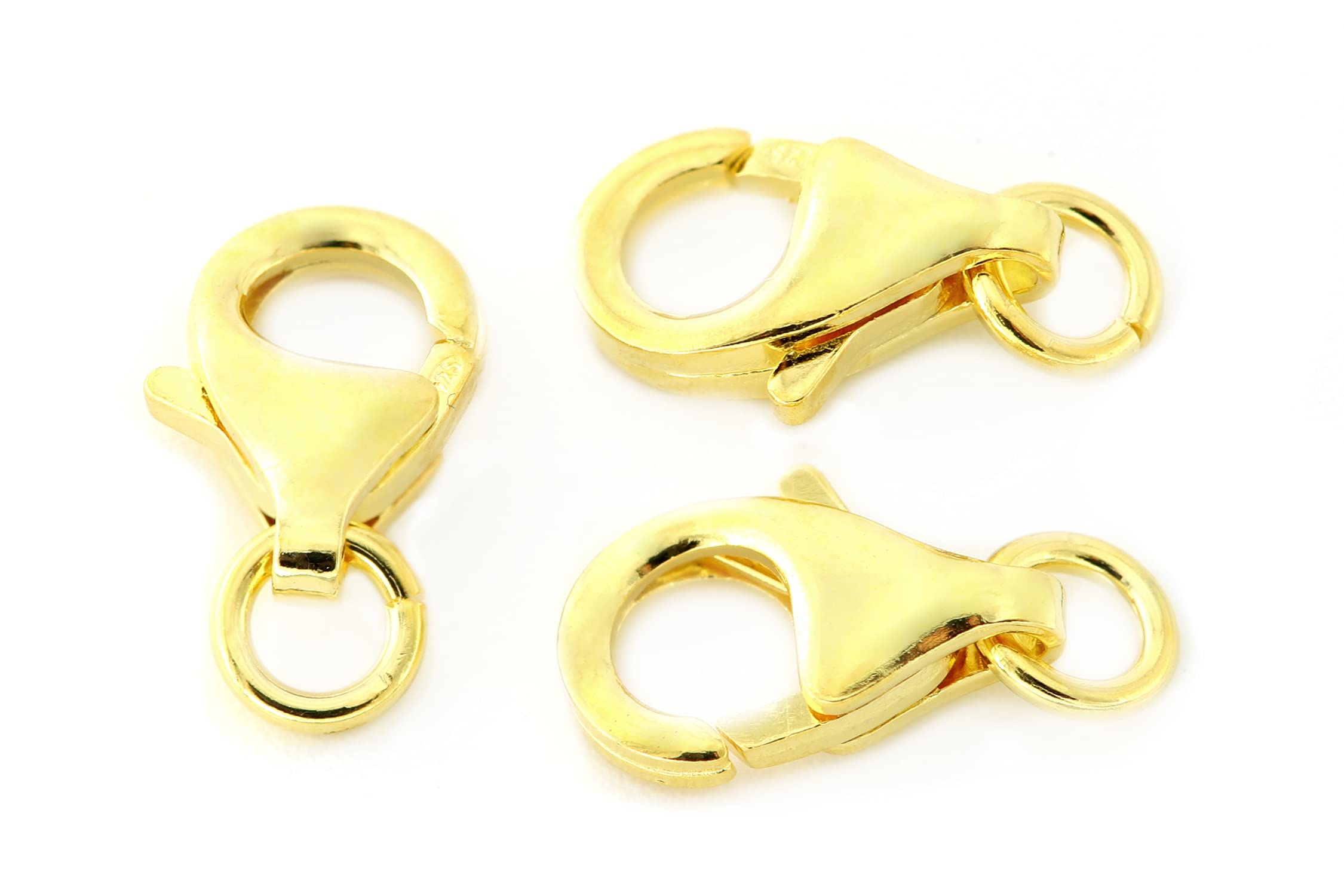 NaturSchatulle Karabinerverschluss Silber 925 18K Gold I 20 Stück Schmuckverschluss 10mm Karabinerhaken Kettenverschluss Basteln Schmuckherstellung