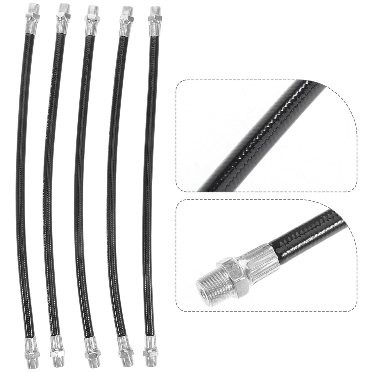 5pezzi Tubo Flessibile Alta Pressione per Grasso Kit Lubrificazione