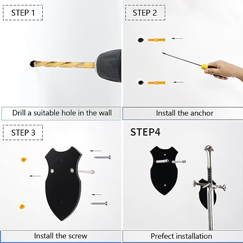 Miniatura 7 de Estante de exhibición de espadas montado en la pared, soporte de espada, soporte de pared, soporte de hacha, exhibición vertical y decoración